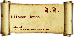 Milovan Merse névjegykártya